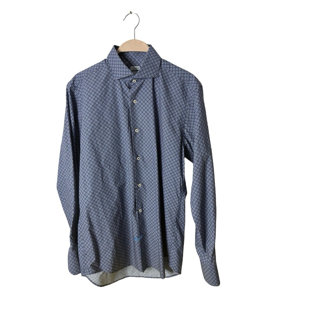 Spada Sport Travel Long Sleeve Shirt Size 15 1/2 / 39 blue print